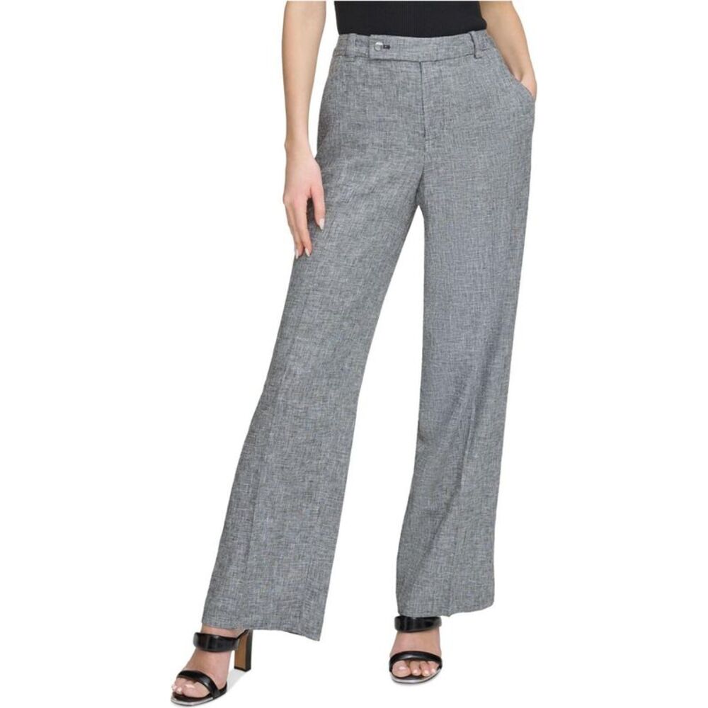 DKNY Womens Mini WIndowpane Straight Leg Casual Pants, NWT